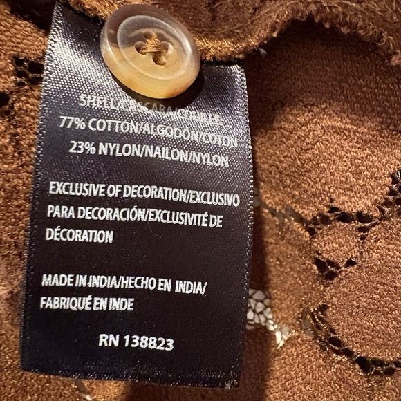 Shyanne Brown Lace Button Down Shirt with Fringe - Picture 9 of 10